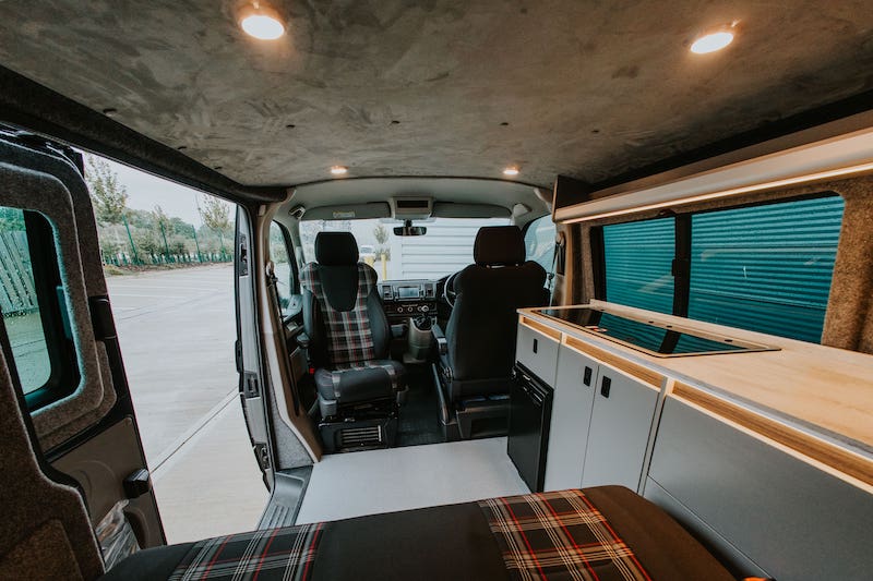 VW Campervan Conversion Interior with Custom Upholstery