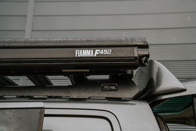 Campervan Conversion Fiamma F45s Awning on Front Runner Roof Rack Swamper