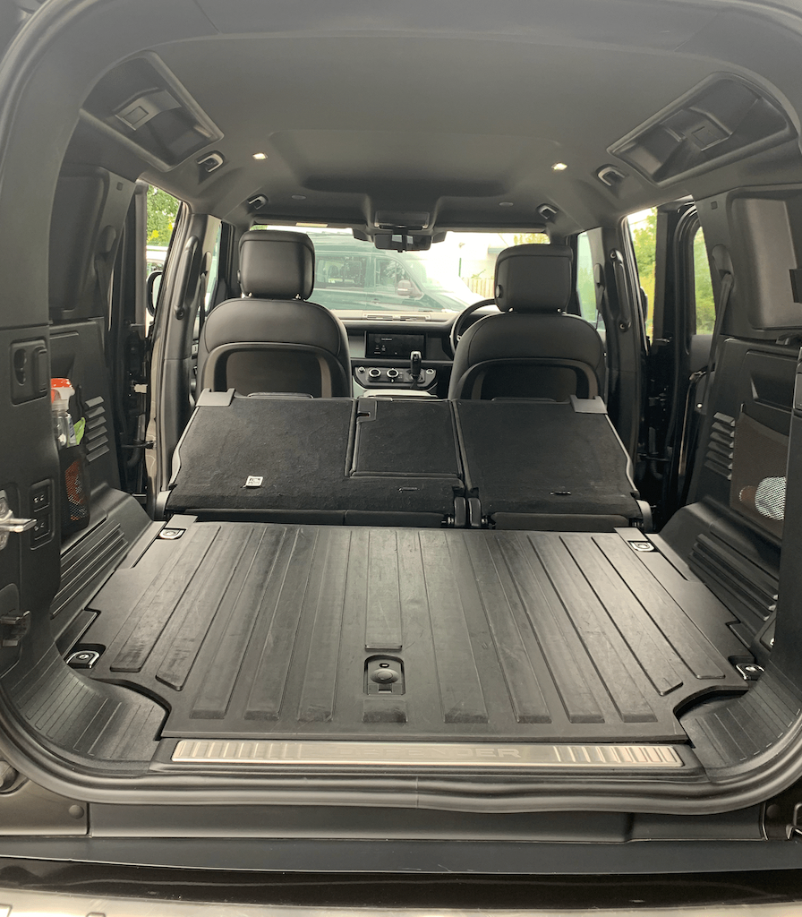 Rear Seats Folded Flat Defender 110 Rear Seat Commercial Conversion Land Rover